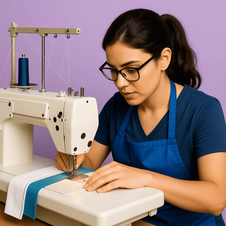Photo d'une élève apprenant la couture dans un atelier de couture artisanal