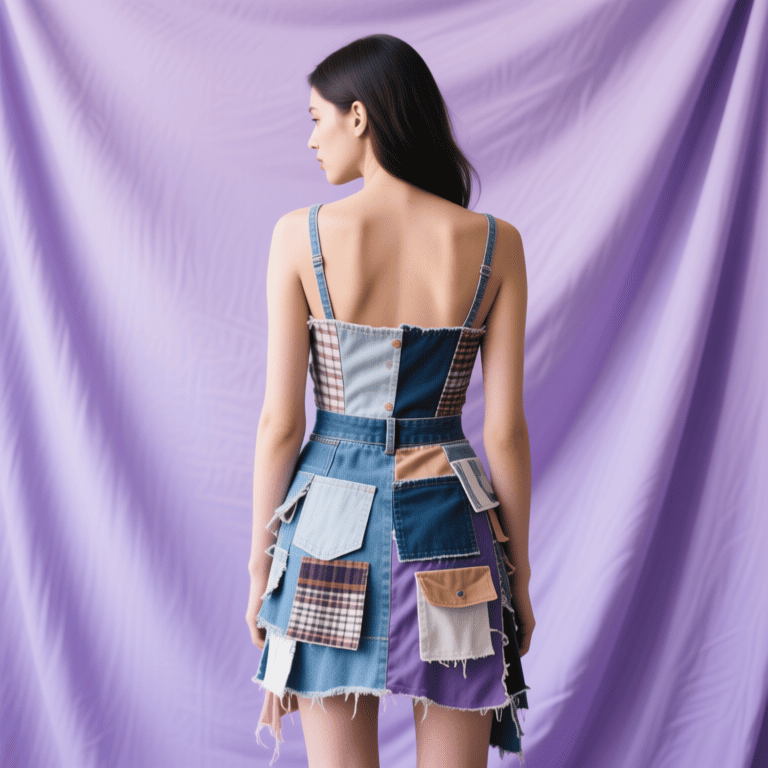 Photo d'une robe en upcycling avec des tissus de récupération