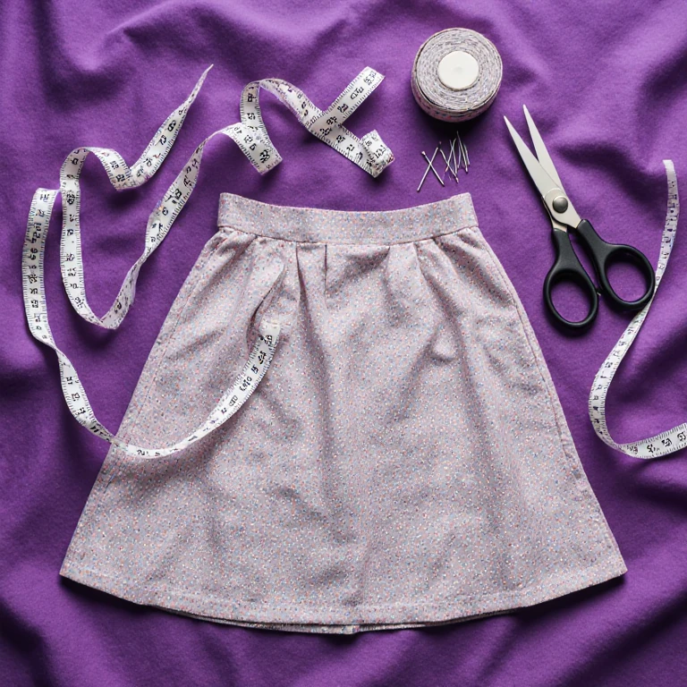 Photo de retouche d'une jupe en tissu avec un mètre à ruban de couturière