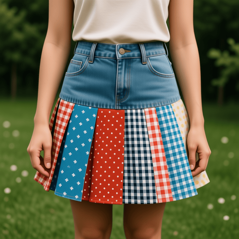 Tenue complète en upcycling en jean avec poches recyclées